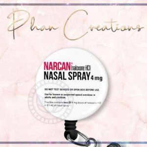 Narcan Retractable Badge Reel Funny Anesthesiologist Doctor RN Nurse ID Holder
